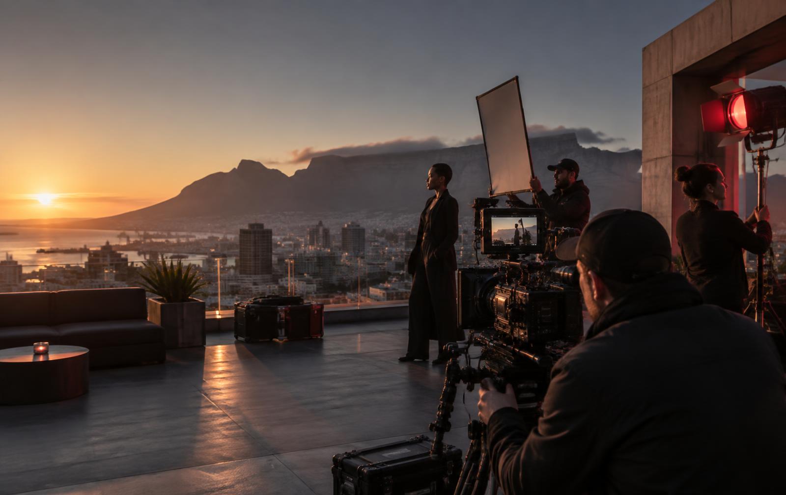 Film production on a Cape Town rooftop